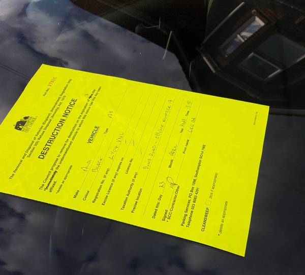 bond road audi destruction notice