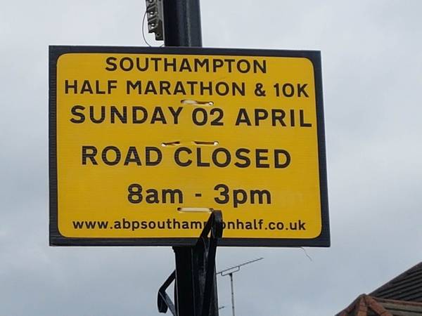 marathon road closure notice triangle 2023