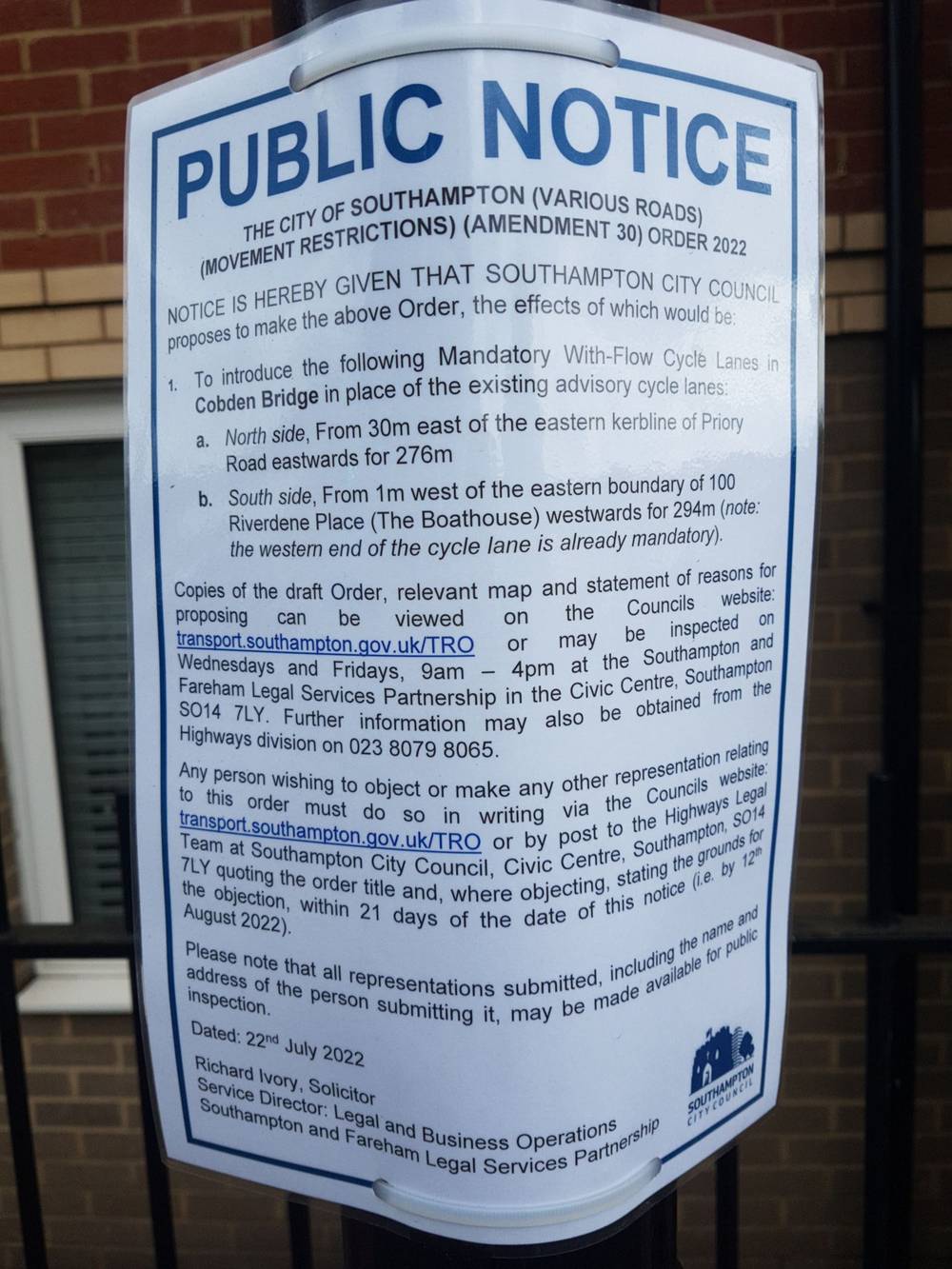 cobden bridge cycle lane public notice july 22 1000px