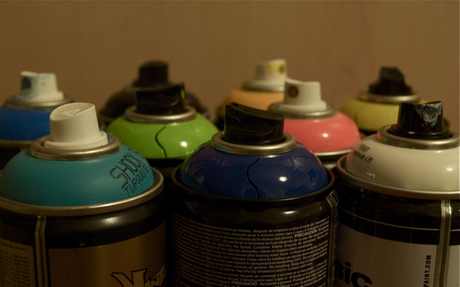 spray cans under cc3 by Levi Siuzdak
